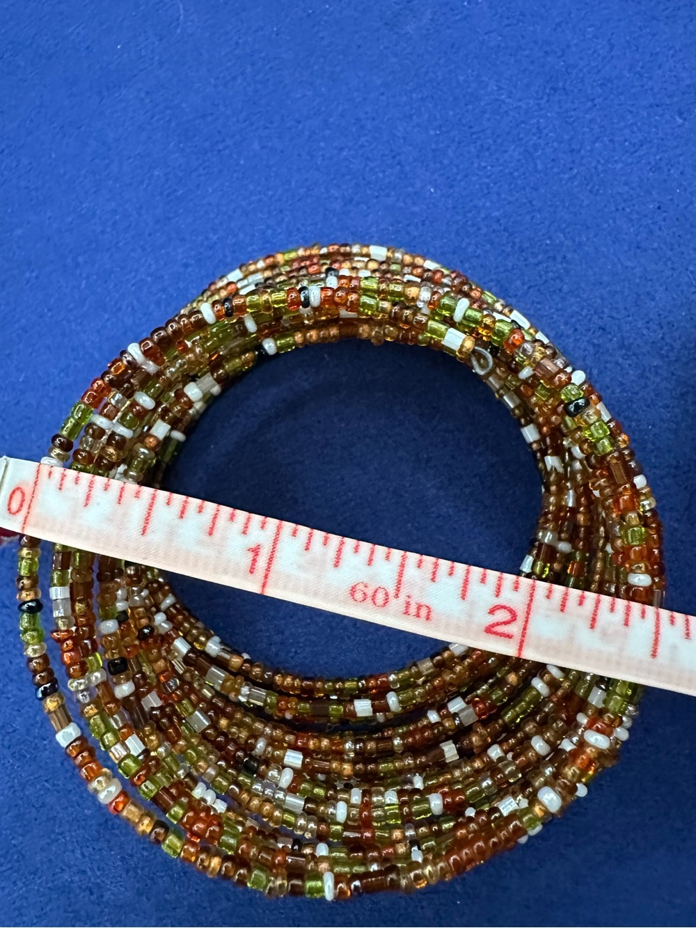 Boho Earth Tone Fall Seed Bead Multi Strand Memory Wire Cuff Wrap Bracelet - Picture 6 of 6